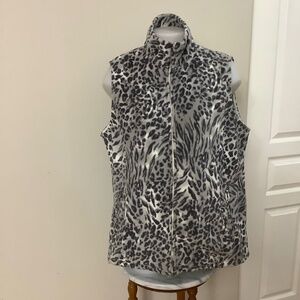 Animal Print fleece vest 1X